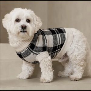 NWT Banana Republic Black/Damask White Wool Blend Dog Sweater -  M size